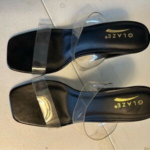 Glaze Women's Sandals with Black Base and Clear Straps
